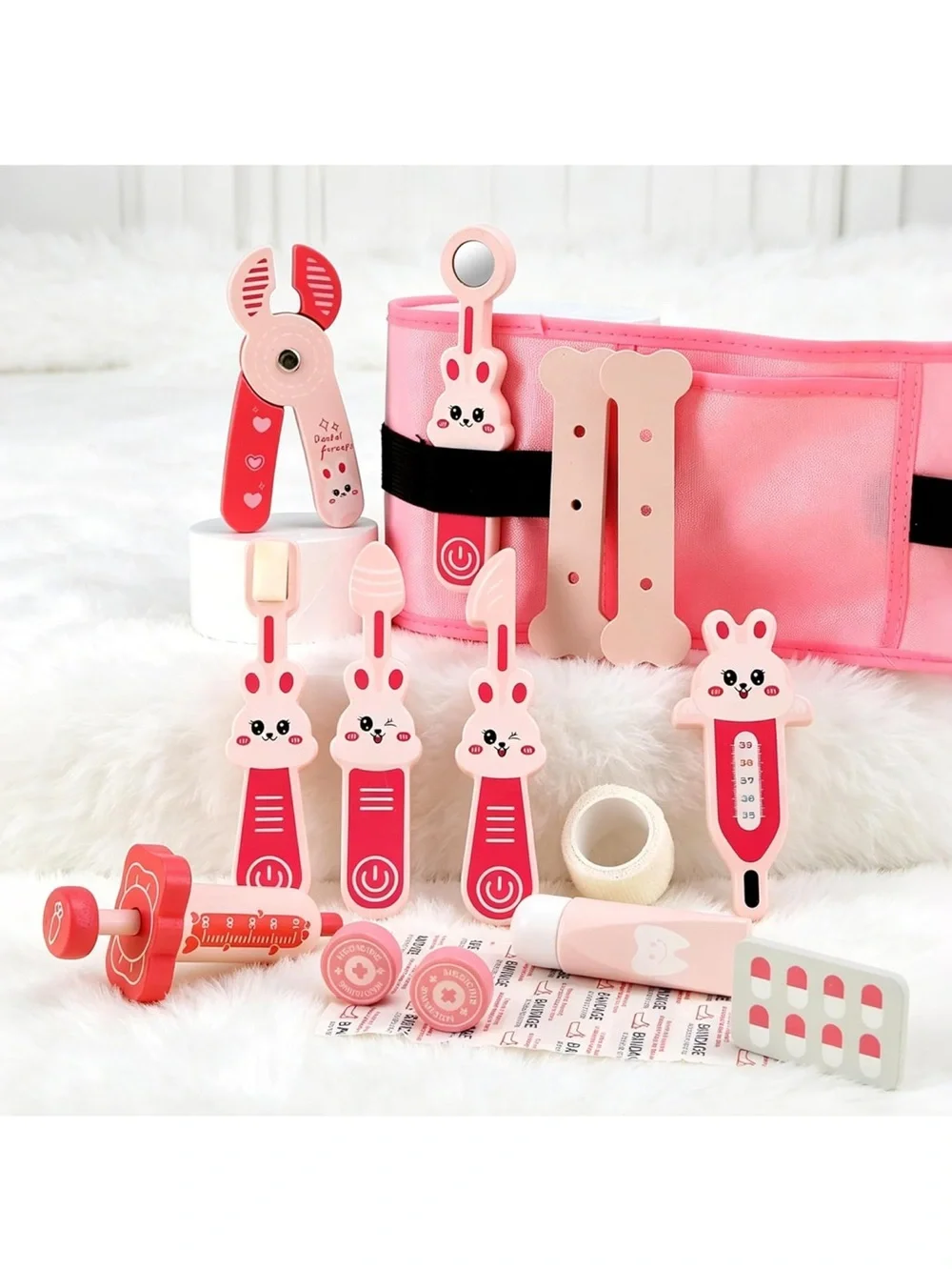 Wooden doctor kit for toddlers 3-5 kids dentist play set